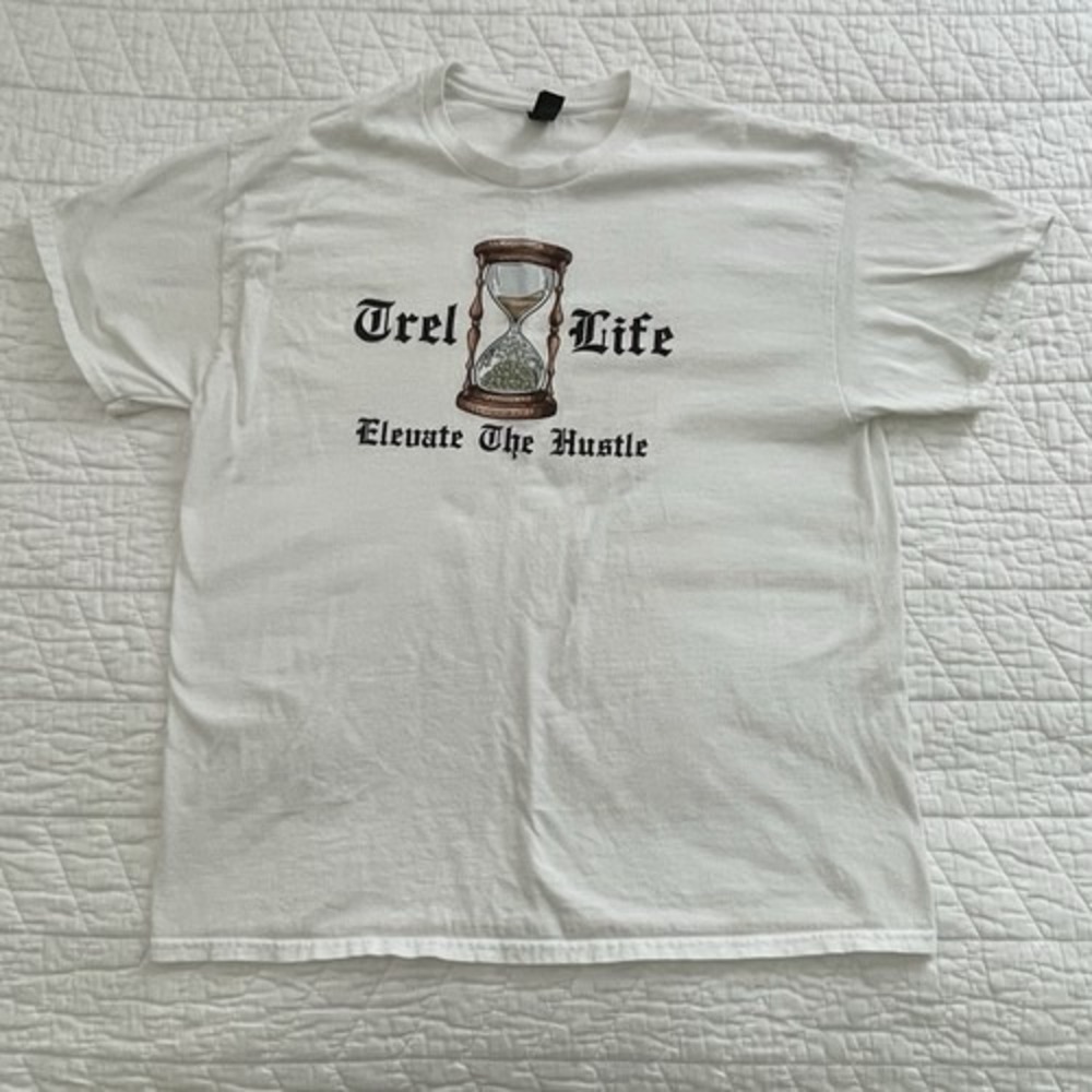 Gildan Men's White Graphic Print Logo Knit Cotton T-Shirt Short Sleeve XL